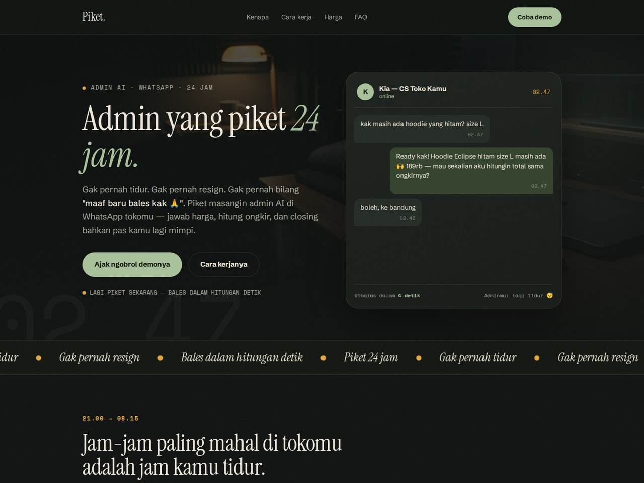 Screenshot PakaiPiket — platform manajemen piket berbasis WhatsApp